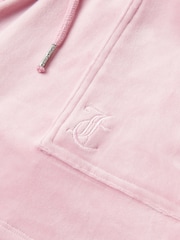 Juicy Couture Pink Girls Tonal Embroidered Velour Shorts - Image 7 of 7