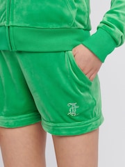 Juicy Couture Green Girls Velour Fold Up Shorts - Image 4 of 7