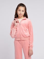 Juicy Couture Pink Girls Velour Zip-Thru Jacket - Image 1 of 8