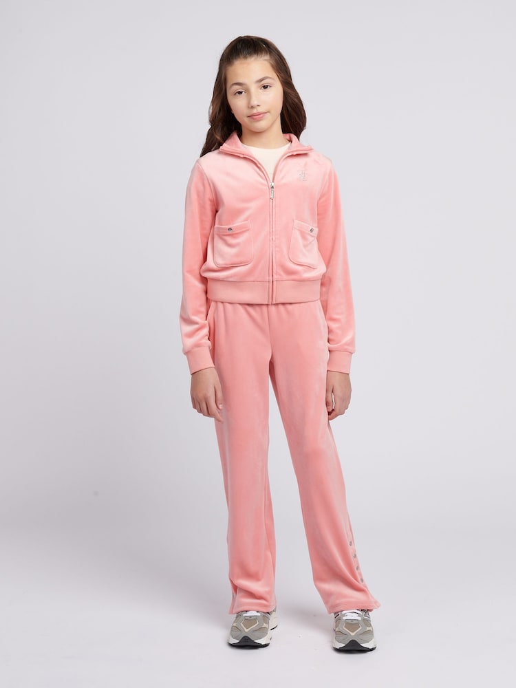 Juicy Couture Pink Girls Velour Zip-Thru Jacket - Image 2 of 8