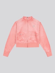 Juicy Couture Pink Girls Velour Zip-Thru Jacket - Image 6 of 8