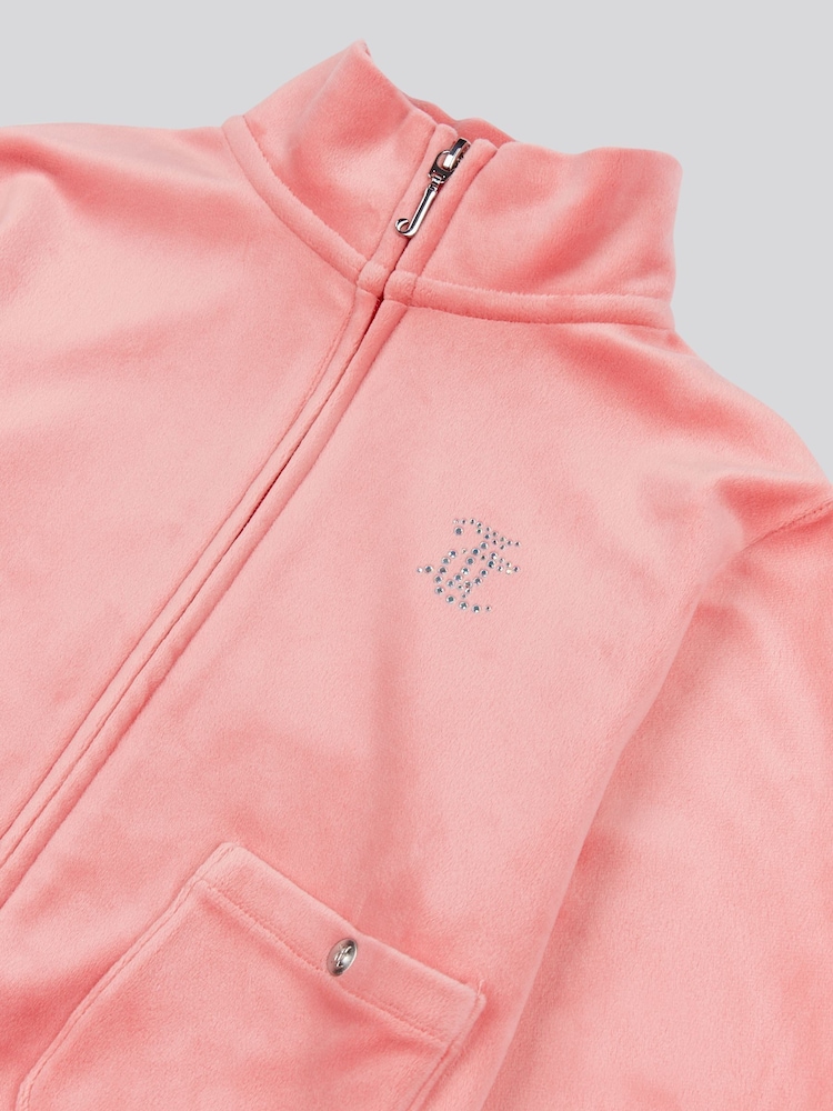 Juicy Couture Pink Girls Velour Zip-Thru Jacket - Image 8 of 8