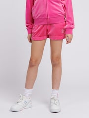 Juicy Couture Pink Girls Velour Fold Up Shorts - Image 1 of 1