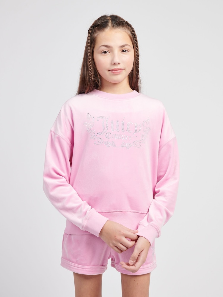 Juicy Couture Pink Girls Crew Neck Sweatshirt - Image 1 of 8
