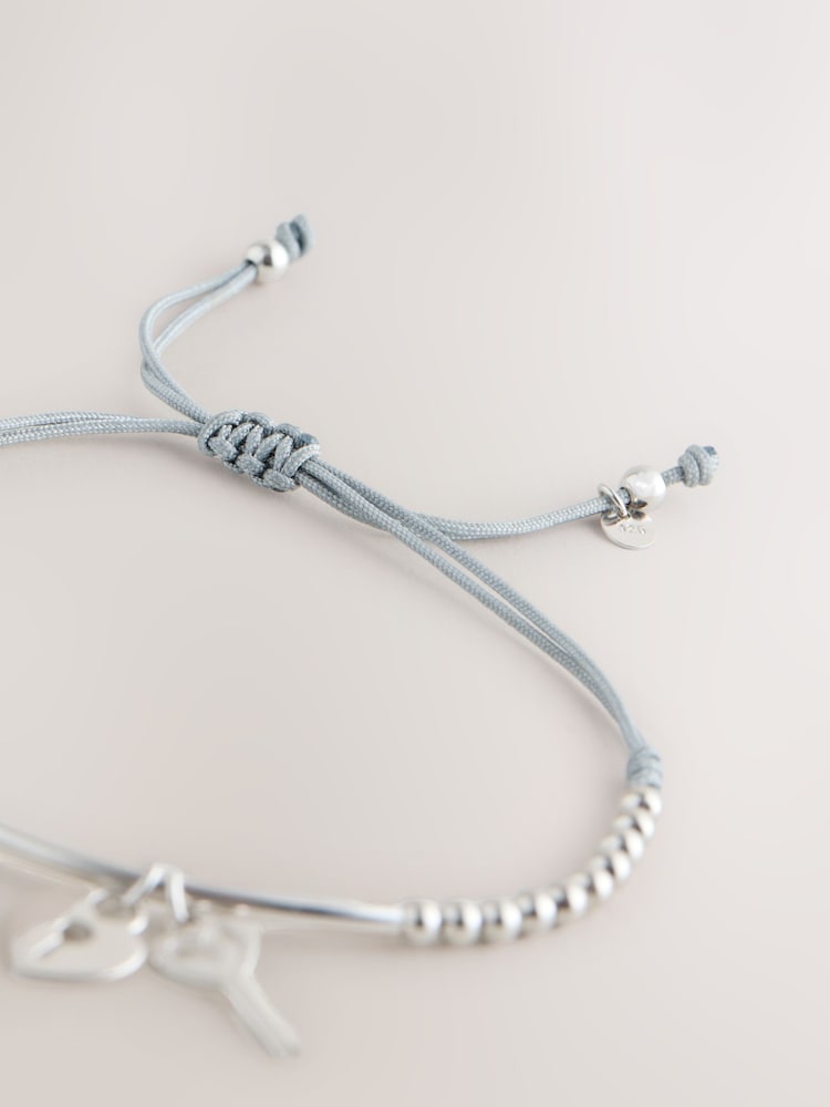 Sterlingsilber - Lock and Key Beaded Pully Bracelet - Bild 5 von 5