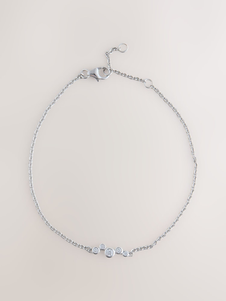 Sterling Silver CZ Stone Cluster Bracelet - Image 1 of 2