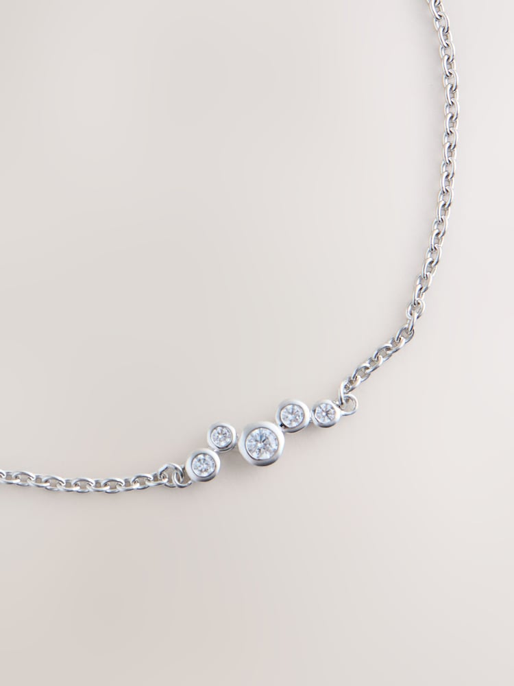 Sterling Silver CZ Stone Cluster Bracelet - Image 2 of 2