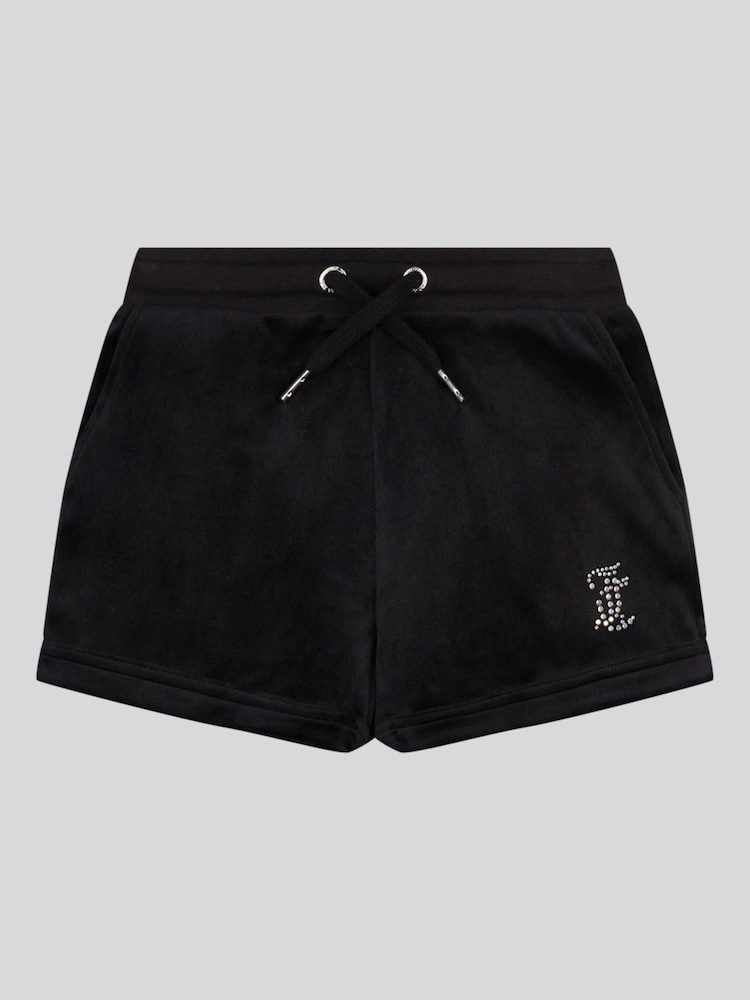 Czarny - Welurowe składane szorty Juicy Couture dla dziewcząt - Image 5 of 7