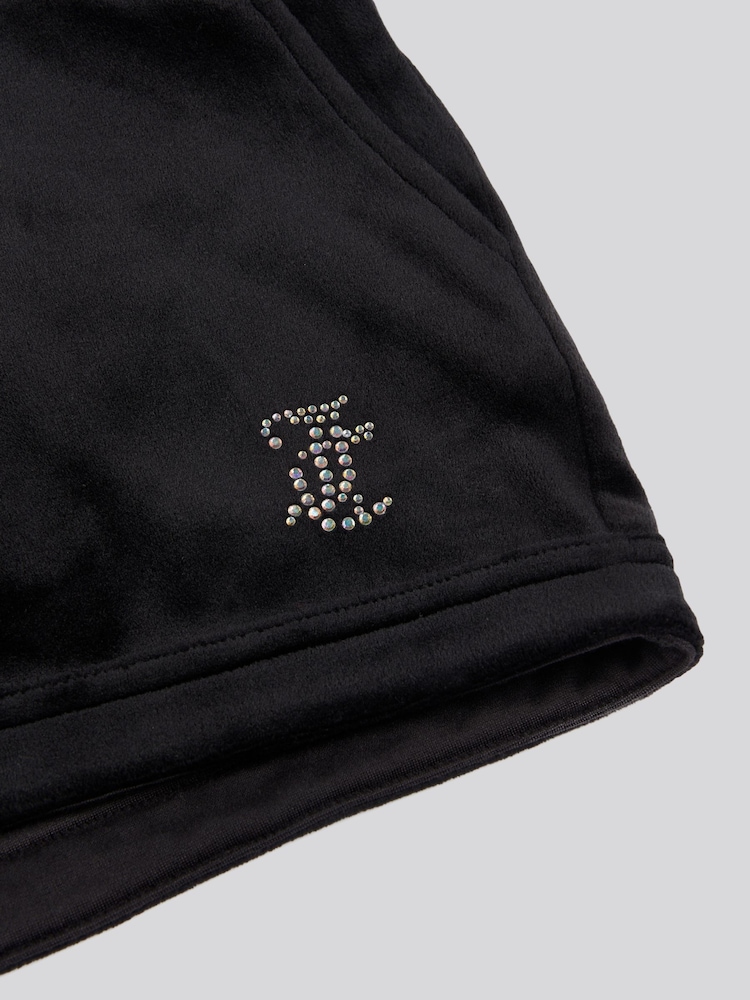Juicy Couture Black Girls Velour Fold Up Shorts - Image 7 of 7