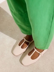 Oliver Bonas Cream Mary Jane Ecru Cream Patent Leather Shoes - Image 1 of 8