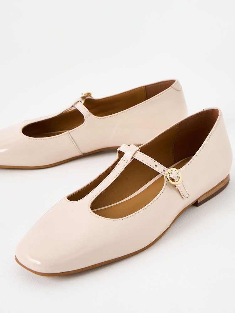 Oliver Bonas Cream Mary Jane Ecru Cream Patent Leather Shoes - Image 2 of 8