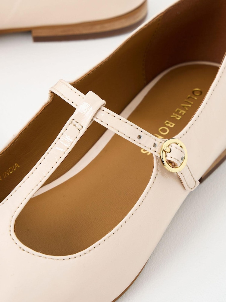 Oliver Bonas Cream Mary Jane Ecru Cream Patent Leather Shoes - Image 6 of 8