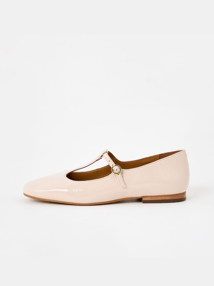Oliver Bonas Cream Mary Jane Ecru Cream Patent Leather Shoes - Image 7 of 8