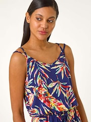 Roman Multi Leaf Print Tie Playsuit - Imagen 4 de 5
