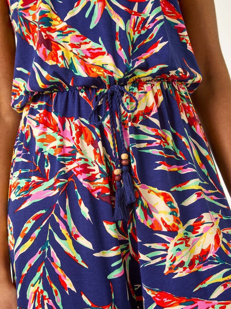 Roman Multi Leaf Print Tie Playsuit - Imagen 5 de 5