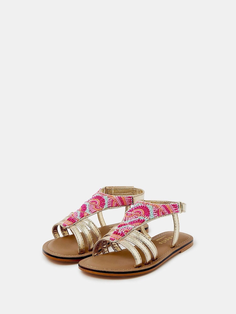 Angels By Accessorize Pink Girls Beaded Gladiator Sandals - Image 1 of 3