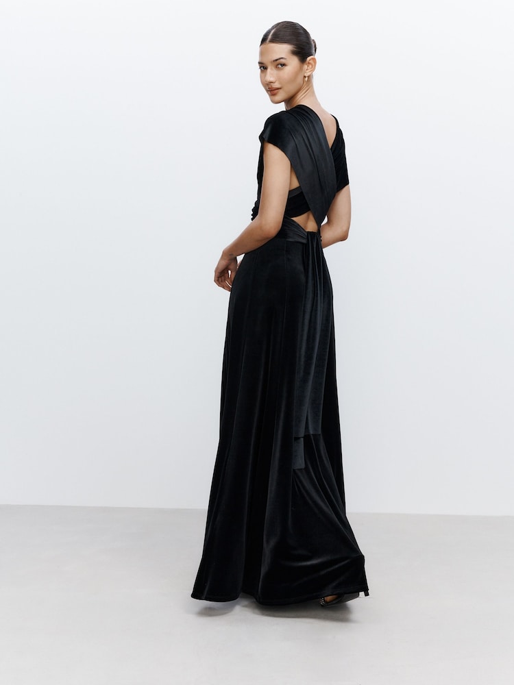 Black Bridesmaid Velvet Multiway Maxi Dress - Image 2 of 6 Black Bridesmaid Velvet Multiway Maxi Dress - Image 2 of 6