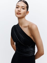 Black Bridesmaid Velvet Multiway Maxi Dress - Image 4 of 6