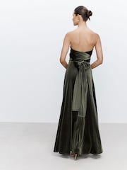 Pine Green Bridesmaid Velvet Multiway Maxi Dress - Image 4 of 6