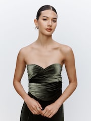 Pine Green Bridesmaid Velvet Multiway Maxi Dress - Image 5 of 6