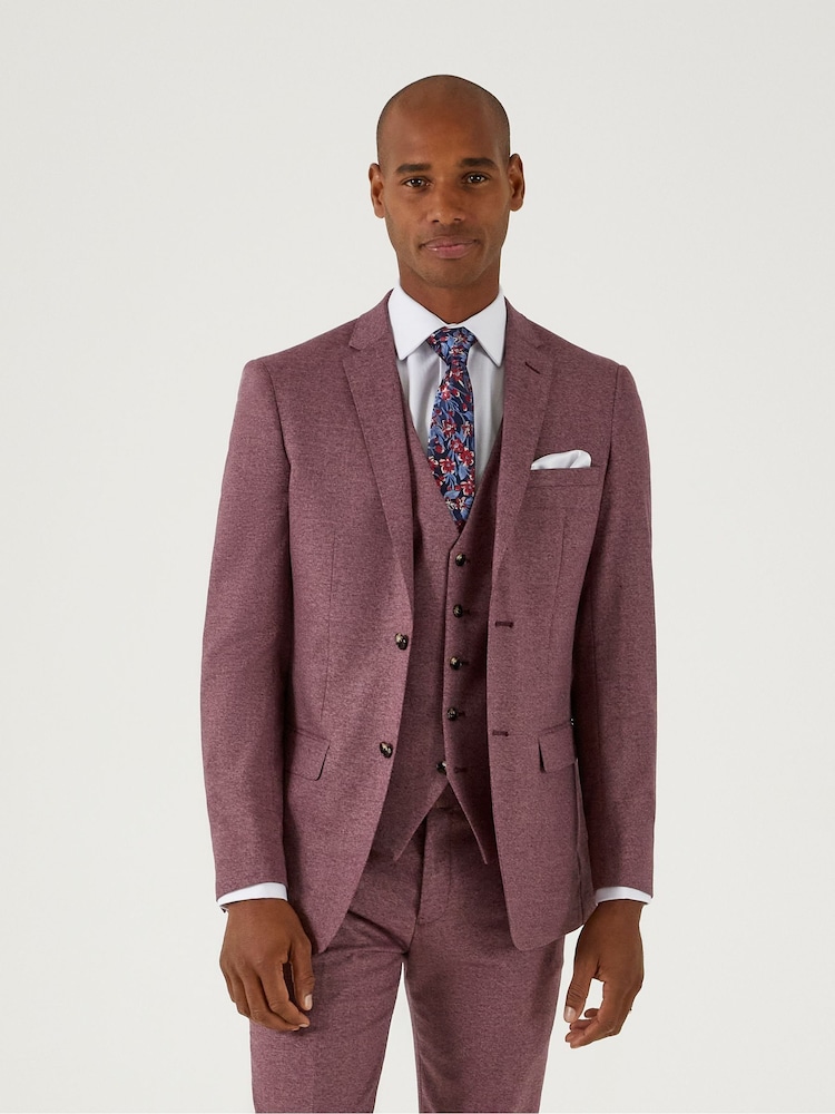 Skopes Red Slim Fit Jodrell Tweed Effect Suit Jacket - Image 1 of 4
