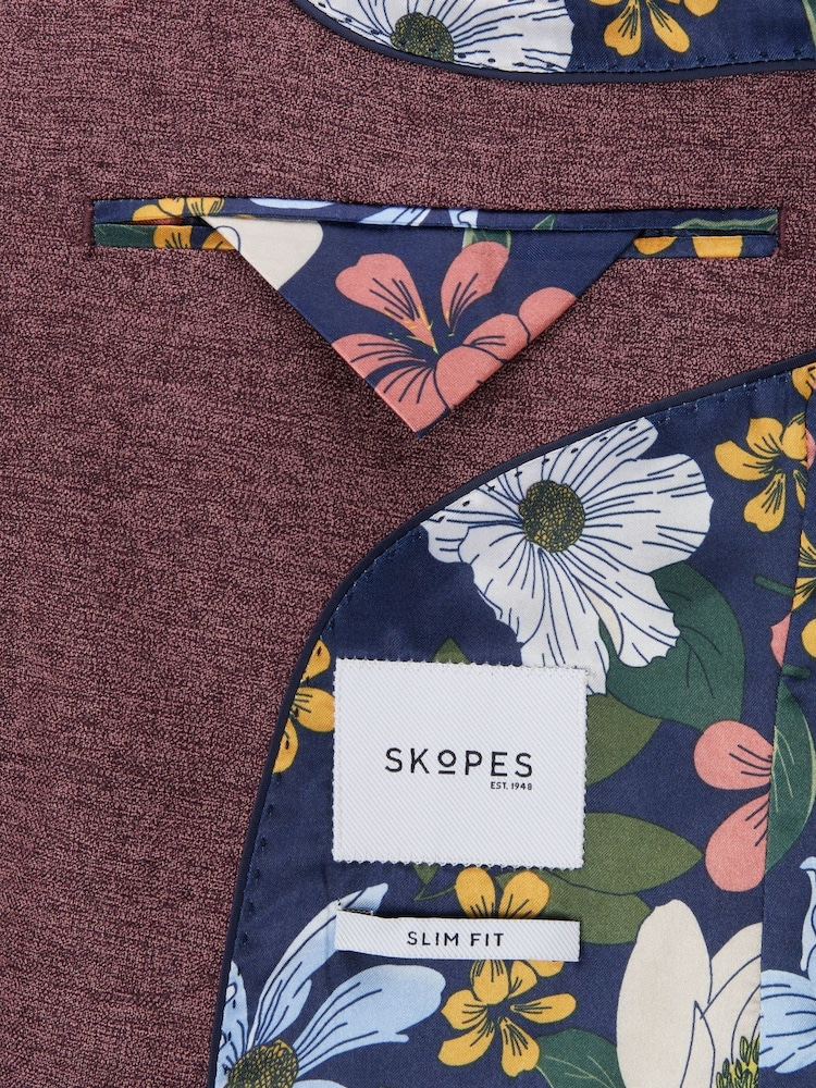 Skopes Red Slim Fit Jodrell Tweed Effect Suit Jacket - Image 4 of 4