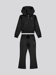 Juicy Couture Black Girls Diamante Zip-Thru Hoodie & Bootcut Joggers Set - Image 1 of 4