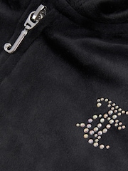 Juicy Couture Black Girls Diamante Zip-Thru Hoodie & Bootcut Joggers Set - Image 4 of 4