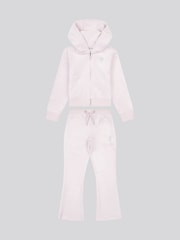 Juicy Couture Purple Girls Diamante Zip-Thru Hoodie & Bootcut Joggers Set - Image 1 of 6