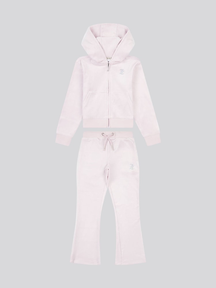 Juicy Couture Purple Girls Diamante Zip-Thru Hoodie & Bootcut Joggers Set - Image 1 of 6