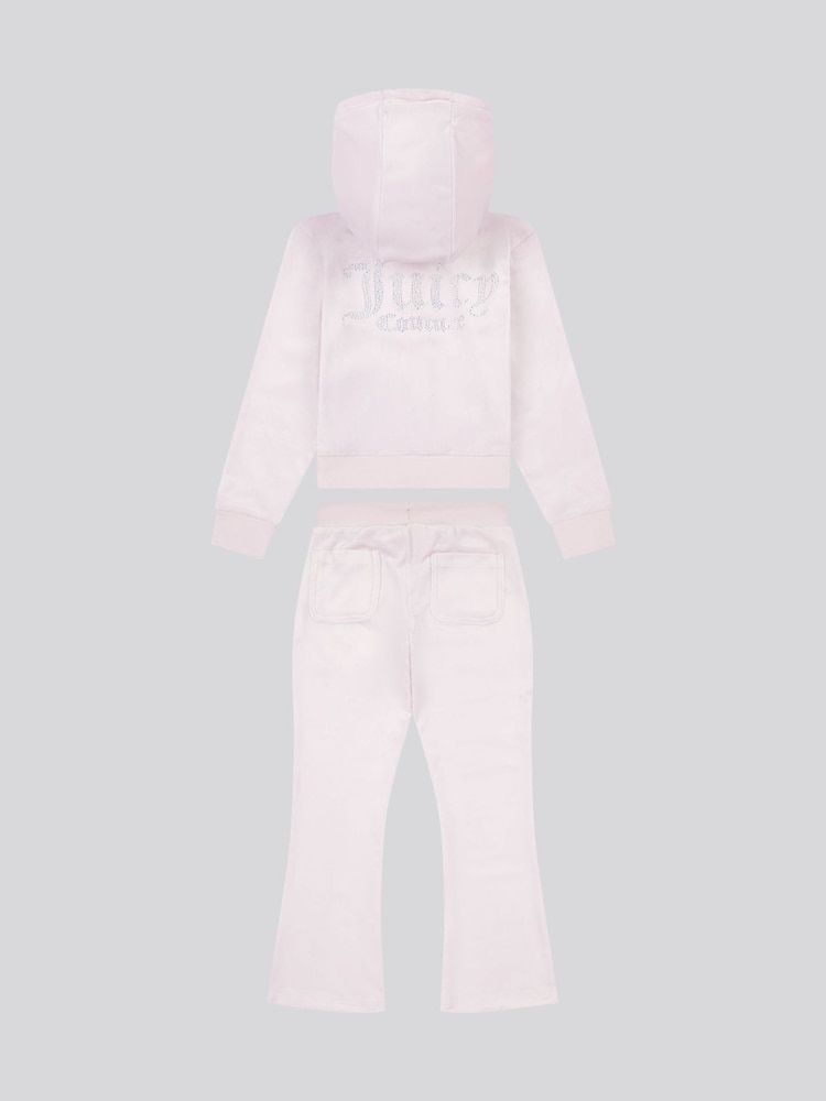 Juicy Couture Purple Girls Diamante Zip-Thru Hoodie & Bootcut Joggers Set - Image 2 of 6