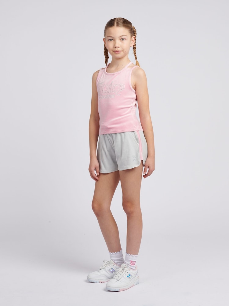 Juicy Couture Pink Girls Velour Strappy Top & Shorts Set - Image 2 of 10