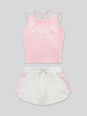 Juicy Couture Pink Girls Velour Strappy Top & Shorts Set - Image 6 of 10