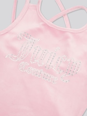 Juicy Couture Pink Girls Velour Strappy Top & Shorts Set - Image 9 of 10