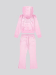 Juicy Couture Pink Girls Diamante Zip-Thru Hoodie & Bootcut Joggers Set - Image 2 of 6