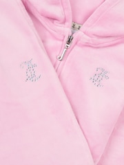Juicy Couture Pink Girls Diamante Zip-Thru Hoodie & Bootcut Joggers Set - Image 3 of 6