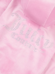 Juicy Couture Pink Girls Diamante Zip-Thru Hoodie & Bootcut Joggers Set - Image 5 of 6
