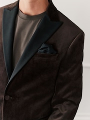 Brown Regular Fit Velvet Blazer - Image 4 of 10