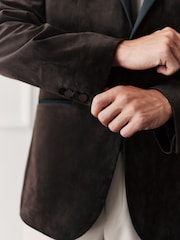 Brown Regular Fit Velvet Blazer - Image 5 of 10