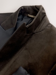 Brown Regular Fit Velvet Blazer - Image 6 of 10