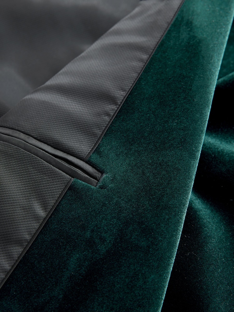 Green Regular Fit Snake Embroidered Velvet Blazer - Image 5 of 5