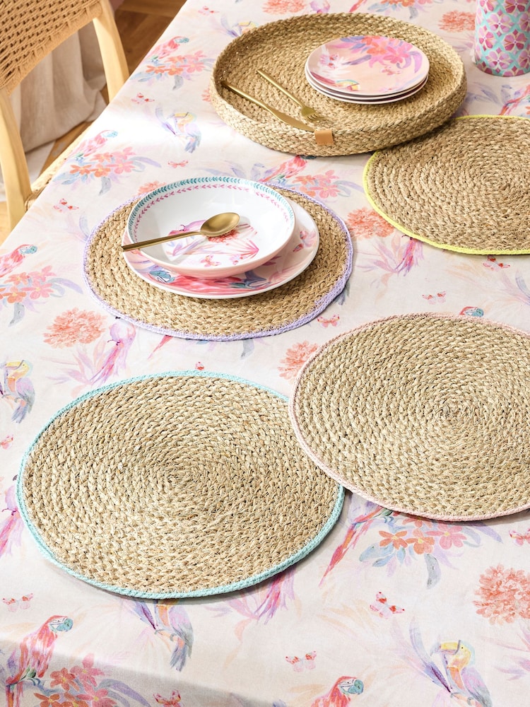 Set of 4 Colour Edge Placemats in Holder - Imagen 1 de 4