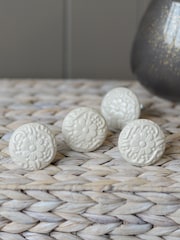 Laura Ashley Set of 2 Cream Ceramic Embossed Drawer Knobs - Image 1 of 1