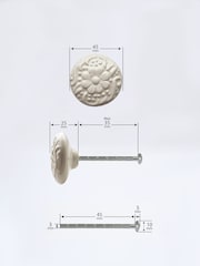 Laura Ashley Set of 2 Cream Ceramic Embossed Drawer Knobs - Image 5 of 5