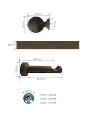 Laura Ashley Dark Chestnut Brown Mitchell Eyelet Pole Set 28mm - Image 6 of 6