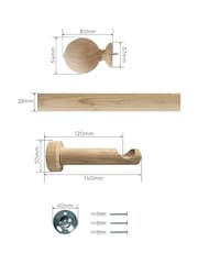 Laura Ashley Washed Oak Natural Mitchell Eyelet Pole Set 28mm - Image 6 of 6