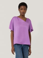 Jigsaw Purple Asymmetric Neck Drape Top - Image 1 of 6