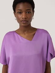 Jigsaw Purple Asymmetric Neck Drape Top - Image 4 of 6
