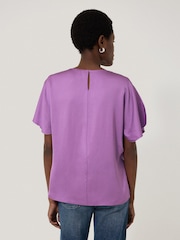 Jigsaw Purple Asymmetric Neck Drape Top - Image 5 of 6