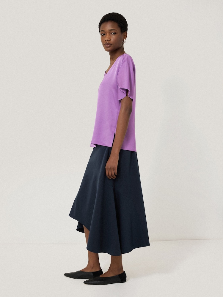 Jigsaw Purple Asymmetric Neck Drape Top - Image 6 of 6